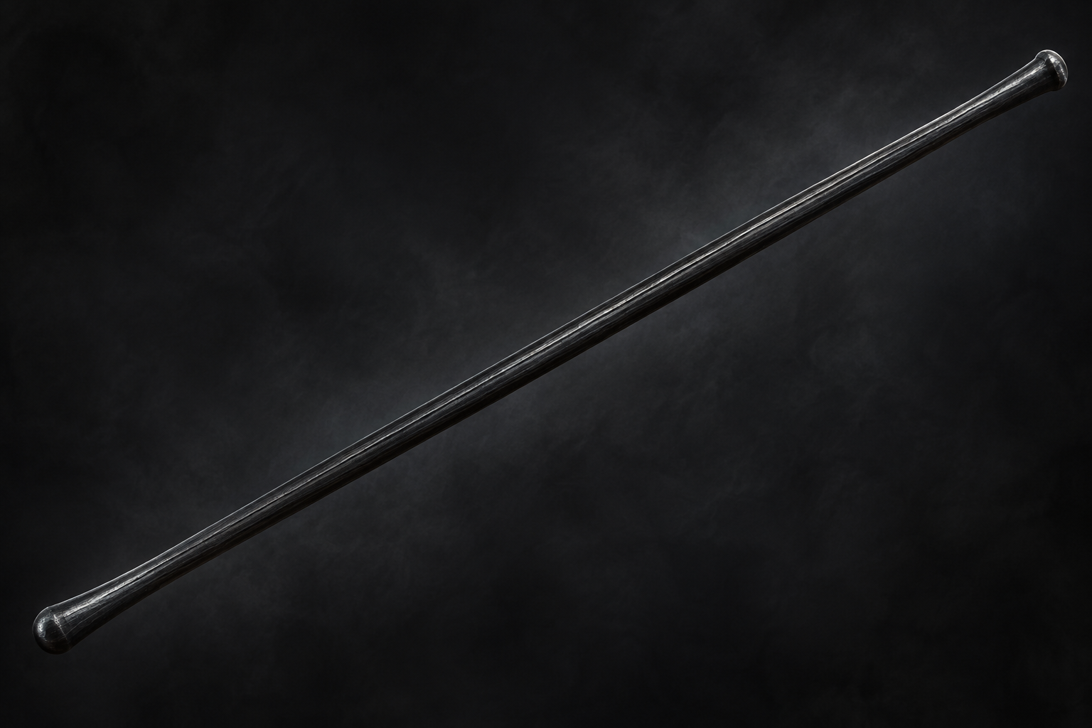 A heavy five-foot staff made from solid, cold black metal