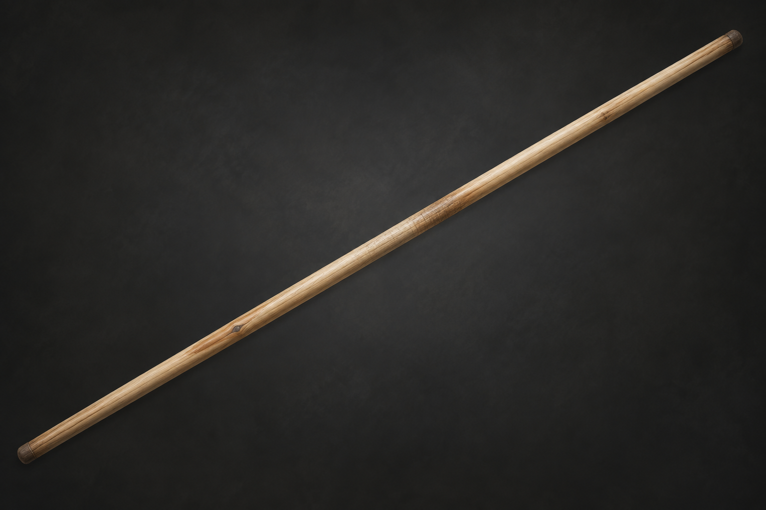 A plain six-foot quarterstaff made from pale, hard wood